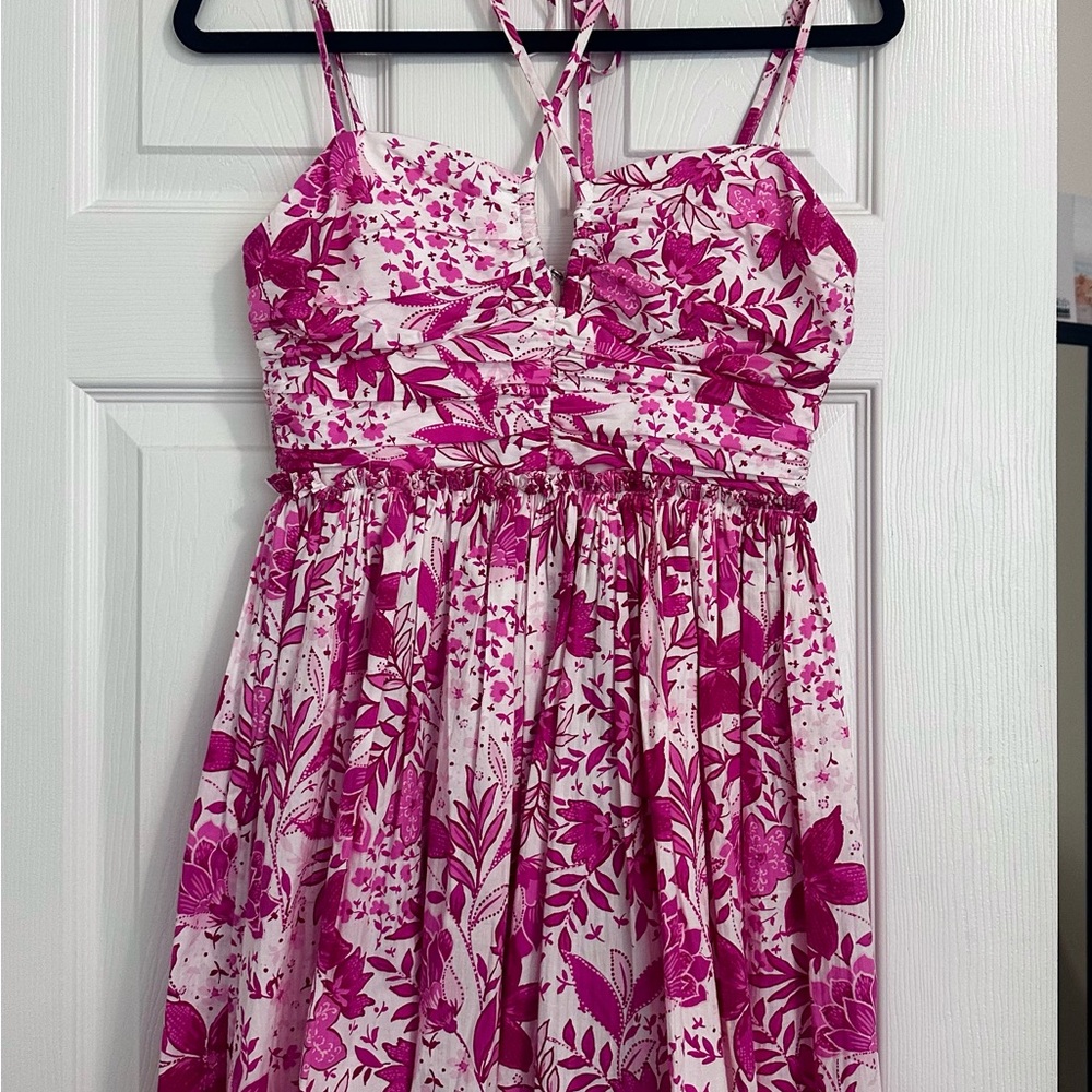 Aqua Pink Floral Mini Dress